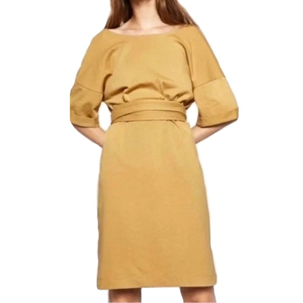 zara | black dolman 3/4 sleeve scoop neck minimal casual oversized wrap dress